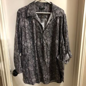 Grey snakeskin long sleeve shirt with pockets
